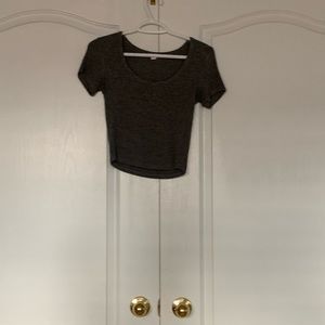 Grey ribbed cropped tshirt